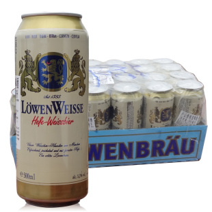  德国进口啤酒 慕尼黑卢云堡 狮牌纯小麦啤酒 500ML*24听 特价促销