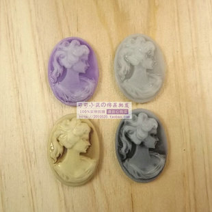  DIY饰品配件树脂浮雕复古美人头贴片手工DIY材料1.8CM*2.5CM D58