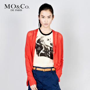 MO&amp;Co. 摩珂 春夏女装 M111JEY37百搭纯色V领针织衫开衫