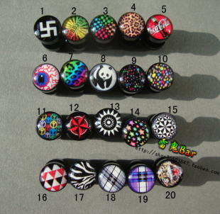  牙买加reggae雷鬼摇滚朋克嘻哈滑板男士亚克力黑色耳钉耳扣坠耳环