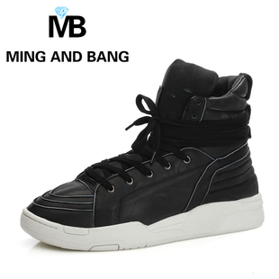  羊皮韩版靴子潮流鞋户外靴男靴高帮保暖英伦马丁靴子舒适休闲靴