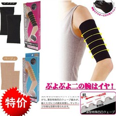 нарукавник 日本原装锗银钛减肥瘦身*超薄型瘦手臂凹凸针织护腕*黑色/肉色