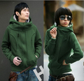 韩国 时尚 新品 09女装 情侣装 高领 连帽 拉链 长袖 纯棉 卫衣