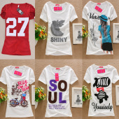 Amoy Gold Wholesale 2012 Japan and South Korea spring new women's printing short-sleeved T-shirt bottoming shirt special