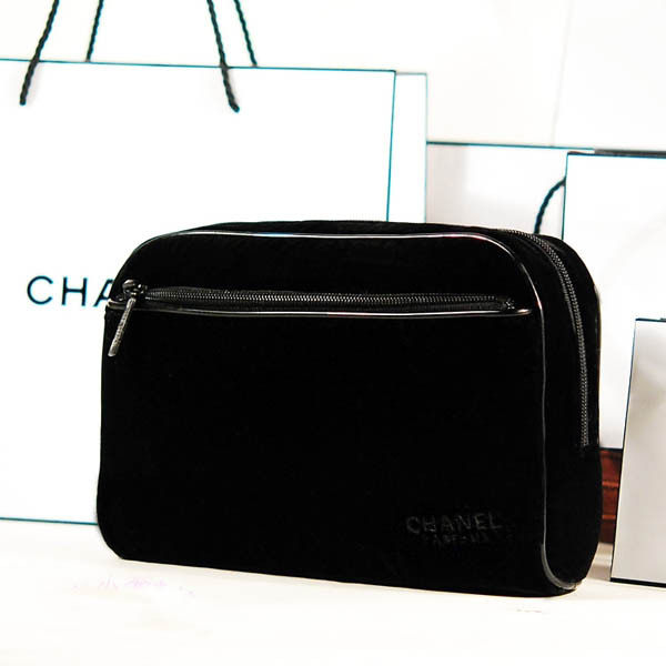 Chanel/香奈儿国外专柜赠品优雅黑色丝绒<span class=H>化妆</span><span class=H>包</span>手拿<span class=H>包</span>防水内衬