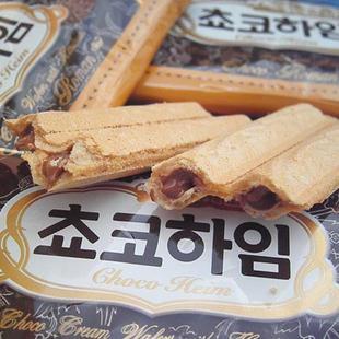  韩国进口零食 可拉奥/crown巧克力榛子瓦 夹心蛋卷 吃了上瘾