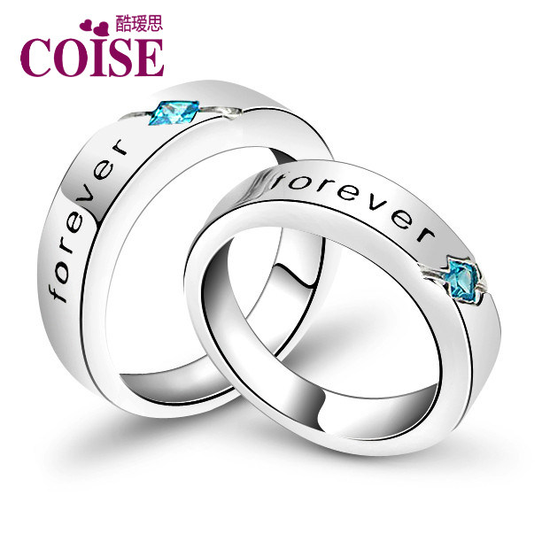 coise 925���� ���½�ָ �䰮��ɫ���¶Խ� Ů��� ��ʿ��ָ ����