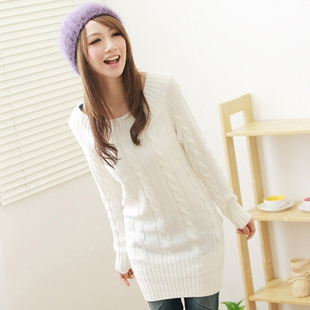 中长款圆领针织衫...