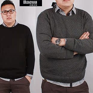  Daevu韩版时尚加肥加大码圆领男士 线衣毛衣 特大号男装针织衫
