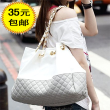 2012韩版新款休闲菱格链条包单肩包麦包包撞色大包糖果色女包包邮