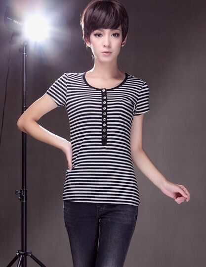 衣网情深女装！条纹短袖T 444#可代购<span class=H>阿玛施</span>2012新款正品女装