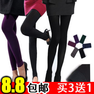  包邮韩版秋冬新款显瘦加绒保暖打底裤袜踩脚裤九分裤女士加厚拉绒