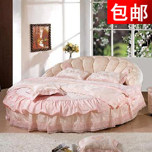 贡缎 圆床笠 双人床 圆床裙 四件套圆床床品定做 婚庆-莲之呓语