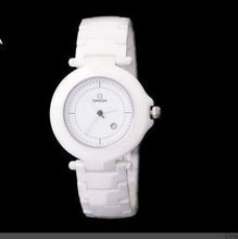 Omega / Omega Ladies Watch Damas de cerámica blanca reloj de cerámica de cerámica 100% ver formas femeninas reales