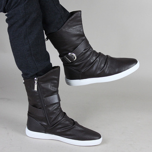  13春季新款男士时尚韩版中筒户外靴高帮男靴子马丁靴潮流皮靴