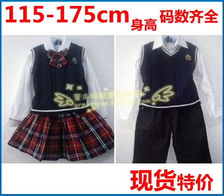春秋中性英伦风格学院派小学生校服班服红格裙藏青背心三件套套装在类目 童装/婴儿装/亲子装, 校服/校服定制中 - 来自Buy2taobao.com提供专业的淘宝代购服务