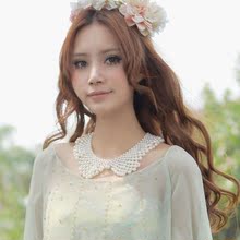 恋上鱼2012春款新品  优雅珍珠领假领子