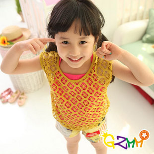  3130韩版夏装 儿童T恤 女童短袖t恤 童装 中童两件式短袖吊带背心