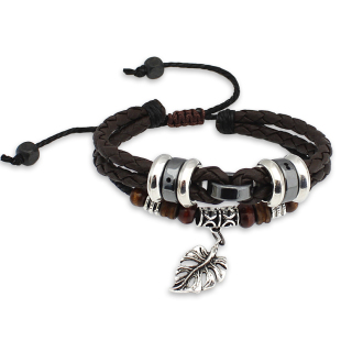  男士手链男皮绳韩版时尚多层个性朋克手链潮人复古饰品男式手链女