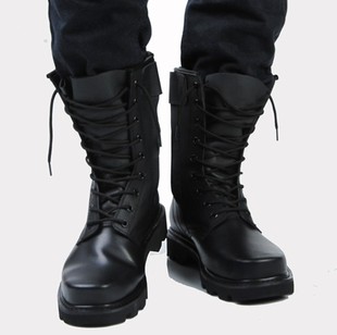  钢头钢底高筒真皮军靴 男特种兵作战靴  户外工装靴子 男士马丁靴