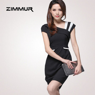  zimmur正品夏装新款泡泡袖时尚连衣裙[Z12CQY314NW]