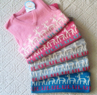  秋冬新款套头羊毛背心 卡通针织马甲男女儿童坎肩 YKM1205