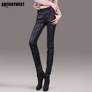  欧洲站秋冬最新款AB面拼接靴裤显廋打底裤加厚小脚裤铅笔裤子