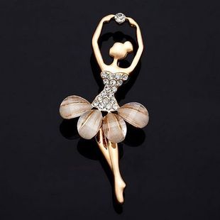  【新品特惠】韩版时尚水晶芭蕾女郎胸针胸花 正品 可爱流行经典