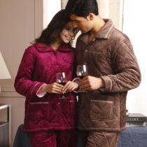 New coral fleece thicken cotton Pajamas fall winter jacket men and women couples sets special offer clearance 