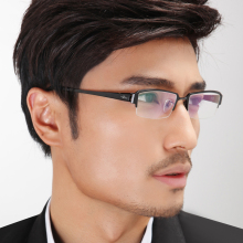 pulais近视眼镜框 纯钛眼镜架 黑框眼镜框 潮男眼睛半框钛架1850