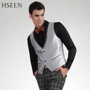  HSEEN韩臣 魅力时尚拼色设计男士修身马甲 西服马夹 HS602