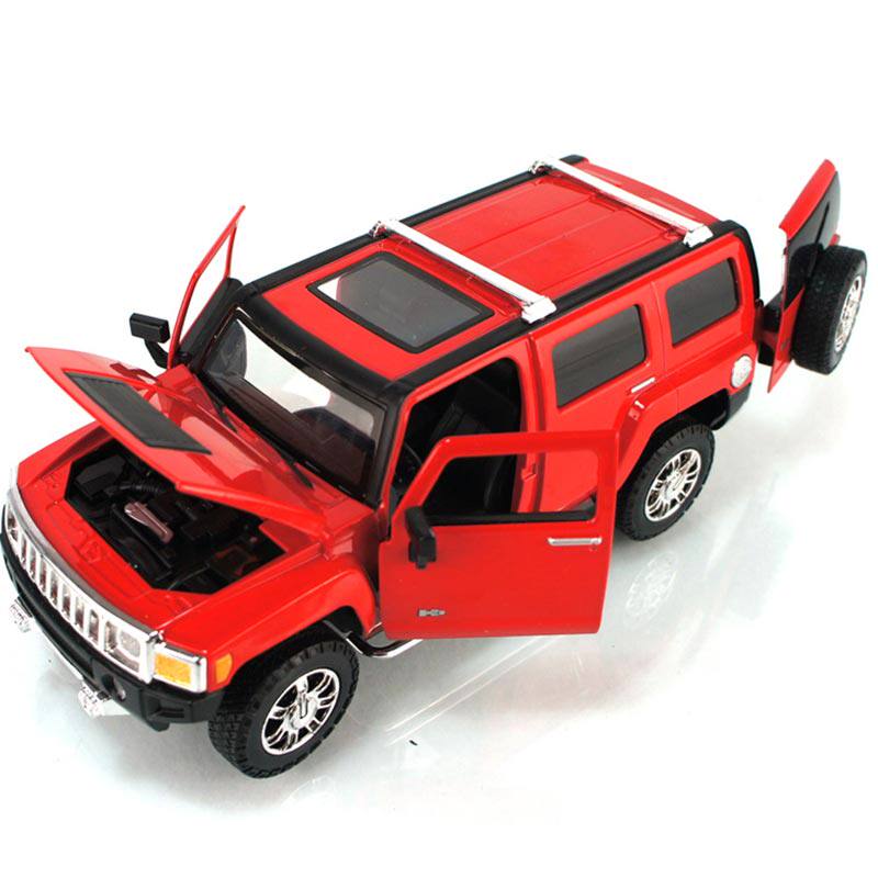 彩珀 1:24 悍马H3警车 合金汽车模型玩具 悍马合金模型情人节礼品