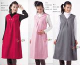 秋冬春孕妇装-好运宝贝品牌-H8101#韩版时尚胸前三颗珠V领呢绒裙