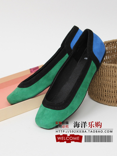 宝贝与描述相符得分4.7分 春季新款欧美原单拼色真皮方头撞色平底浅口单鞋娃娃鞋呛口小辣椒