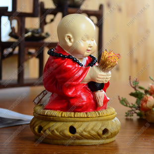 限量包邮84205袈裟小和尚香炉 沙弥佛摆件佛