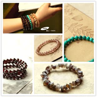  PAPA出品 石榴石 绿松石 玛瑙 草莓晶手链 特价套装优惠价