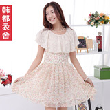 韩都衣舍正品折扣店韩国代购2012夏装新款女荷叶边花色雪纺连衣裙