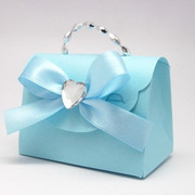 创意个性盒欧式结婚婚庆，喜糖盒子小拎袋成品，水晶拎袋蓝