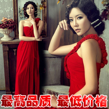 新娘装,旗袍网,淘宝网旗袍-单肩韩式韩版新娘伴娘红色婚纱结婚晚礼服 旗袍 2011敬酒服新款