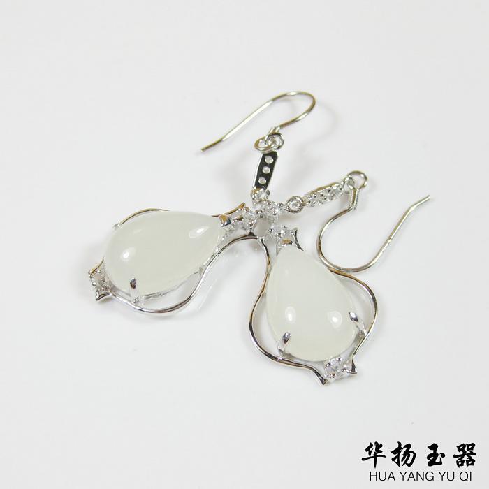新疆和田玉耳坠羊脂玉耳坠银镶玉耳坠水滴耳坠白玉耳坠特价包邮 新疆和田玉耳坠羊脂玉耳坠银镶玉耳坠水滴耳坠白玉耳坠特价包邮