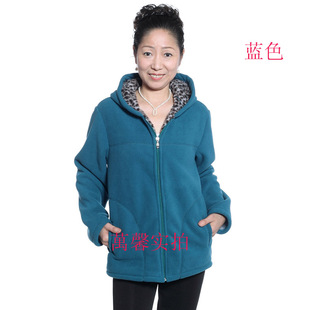 秋冬新品女装加厚摇粒绒外套女卫衣中老年妈妈