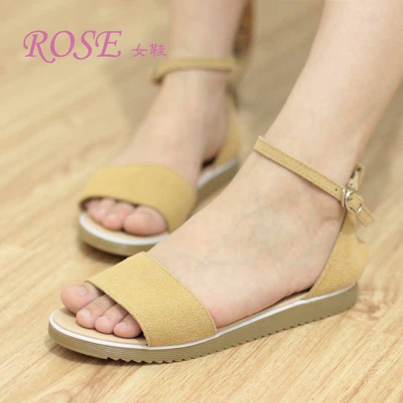 韩版简约牛皮凉鞋...