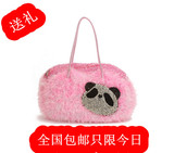 2011秋冬新款水钻熊猫包kitty猫头毛毛手工编织包旅行包