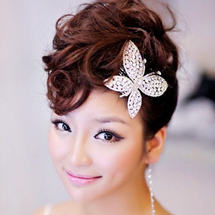  千色新娘新款初蝶韩式水钻发饰插梳 蝴蝶公主头饰 结婚头花配饰品