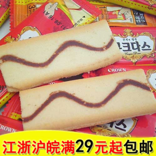  韩国新品 Crown可拉奥奶油夹心曲奇144克 细腻美味 很好吃 红色
