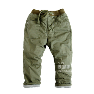  童装冬装 男童女童宝宝夹棉长裤子 儿童棉裤加厚 最小码开裆