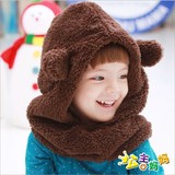 可爱小熊造型儿童围脖套装 