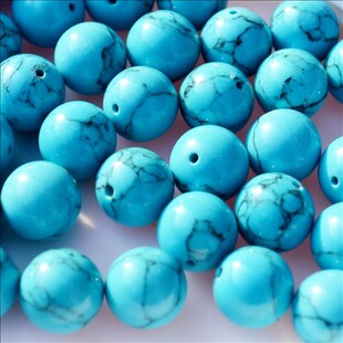  天然水晶 4-14MM天然绿松石圆珠半成品