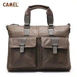 camel骆驼 复古油蜡牛皮 商务精英 男包 手提包 正品 MB124017-03