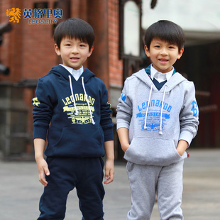  英格里奥童装男童春装儿童运动抓绒卫衣亲子装韩版套装